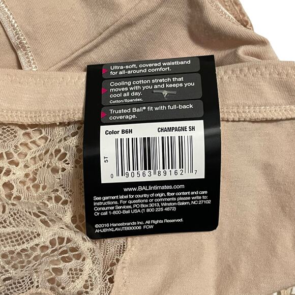 Bali Comfort Revolution Lace Desire Underwear Panty Size M/6 Hi Cut DFCD62 Tan - Picture 6 of 9